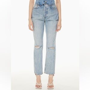 DENIM FORUM The Joni High Rise Loose Size 24 Distressed Light Wash Baggy Relaxed